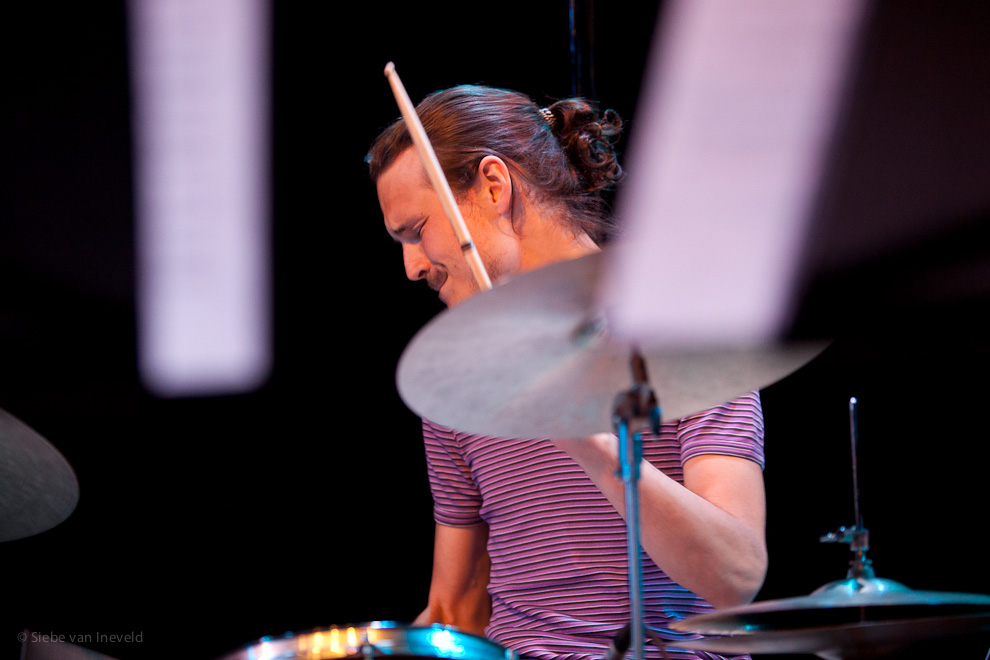 Drummer Flin van Hemmen of the Gideon van Gelder Sextet.