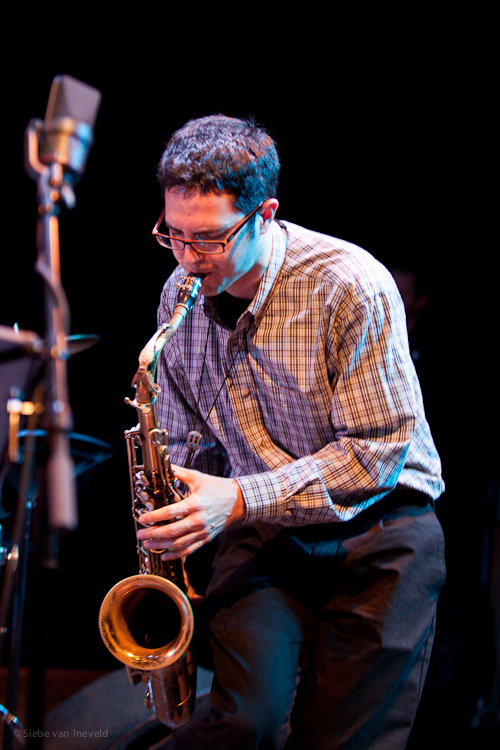 Tenor Saxophonist Lucas Pino of the Gideon van Gelder Sextet. Performing at the presentation of their new CD Perpetual.