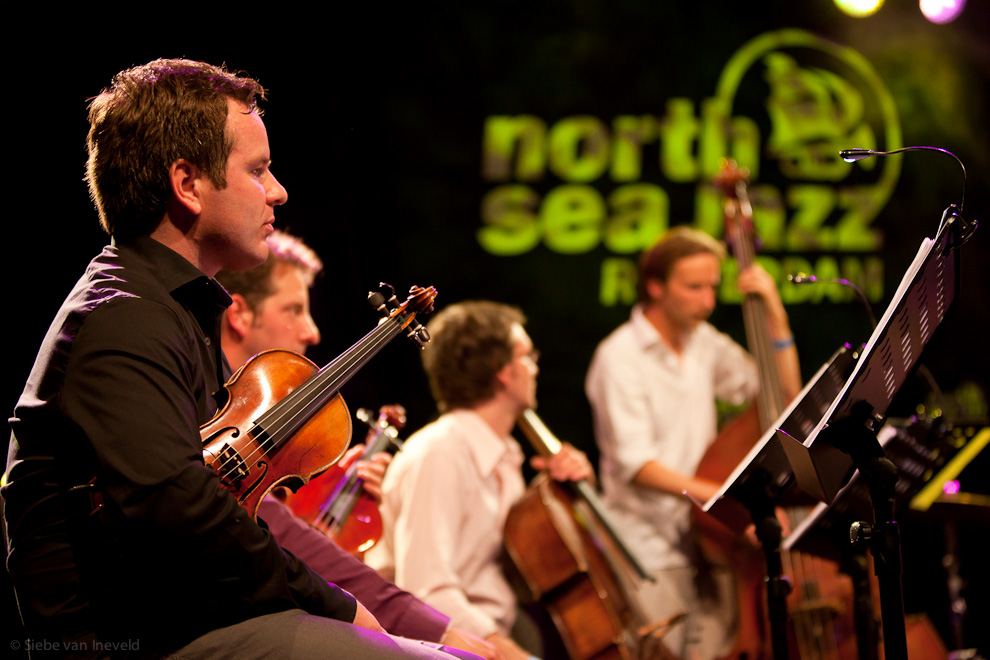 Jeffrey Bruinsma, Oene van Geel Jorg Brinckmann and Clemens van der Feen. Chris Potter Tentet. Venue: Hudson, North Sea Jazz 2010.